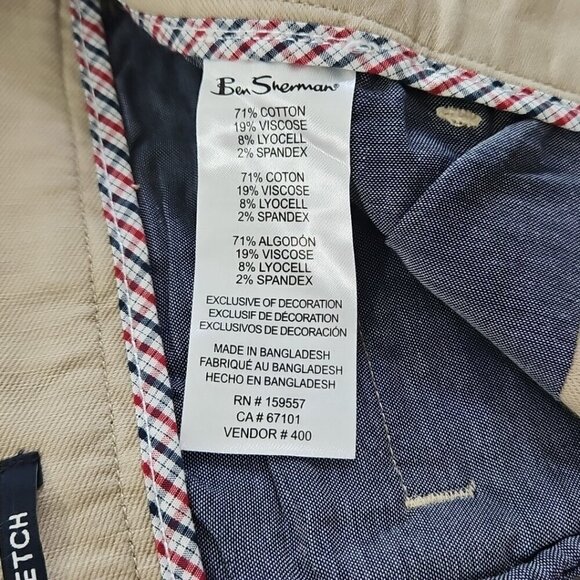 Ben Sherman Stretch Chino Shorts Men's 38 Tan Regular Fit 7" Inseam NEW NWT Luxe - Picture 12 of 14